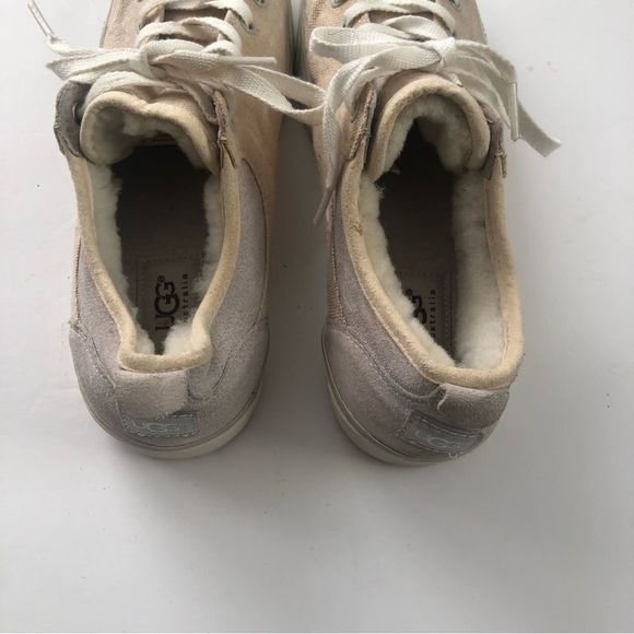 UGG Evera wool shearling lined low top canvas and leather sneaker woman size 8.5 - Picture 4 of 9